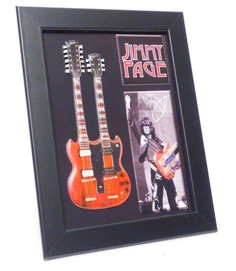 Mini kytara ve stylu Jimmy Page double neck v rámečku FMG-011