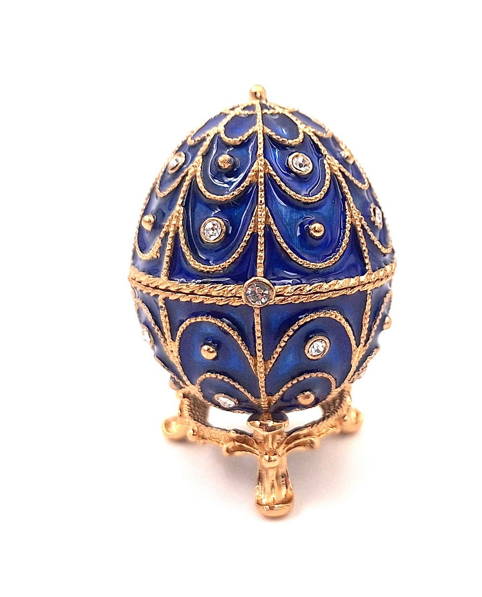 Exkluzivní kovová šperkovnice s krystalky - Fabergého vejce - B0748-17 BL