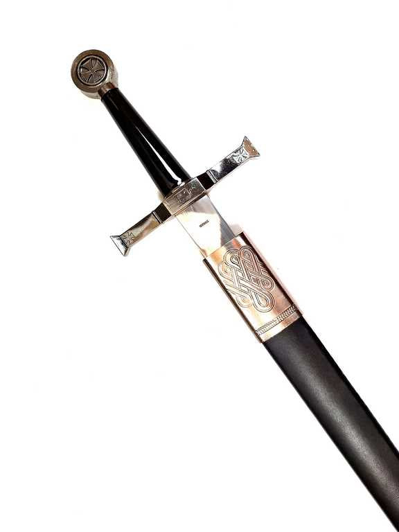 Ocelový rytířský meč 84 cm v pochvě - replika - SW-114