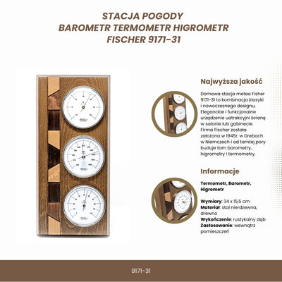 Stacja pogody - Barometr Higrometr Termometr - Fischer 9171-31