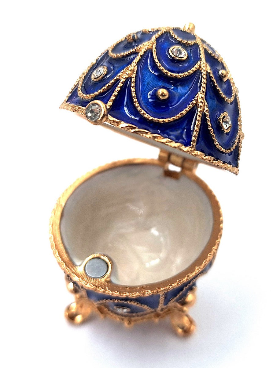 Exkluzivní kovová šperkovnice s krystalky - Fabergého vejce - B0748-17 BL