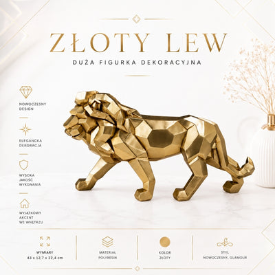 Figurka Lew Złoty Duży 43cm Nowoczesny - 43477Y2