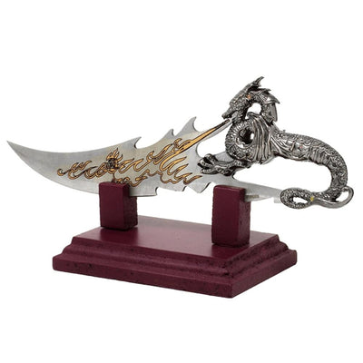 Dekorativní dýka drak na podstavci 19 cm - fantasy - nerezová ocel – SW-185