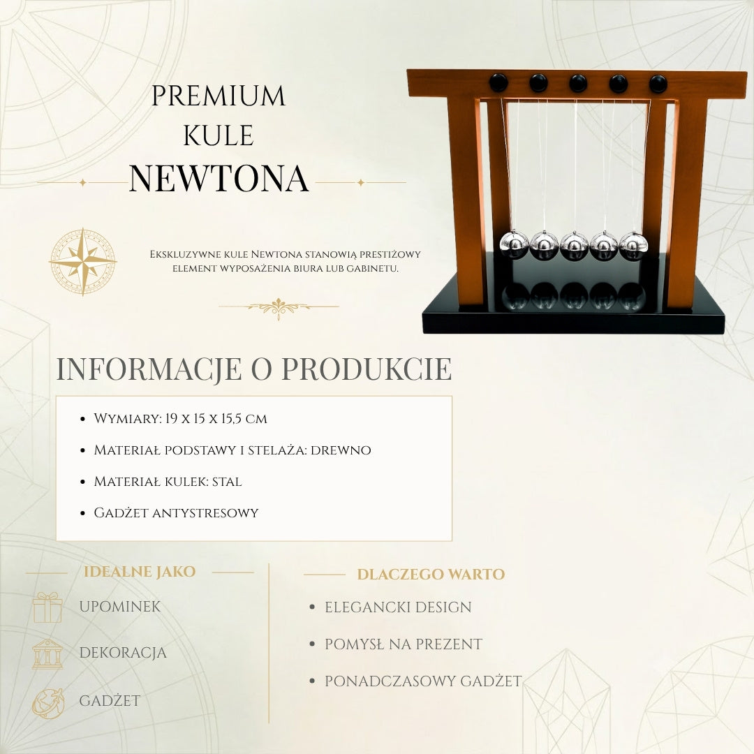 Elegantní velké prémiové Newtonovy koule na dřevěném podstavci - YG1300F