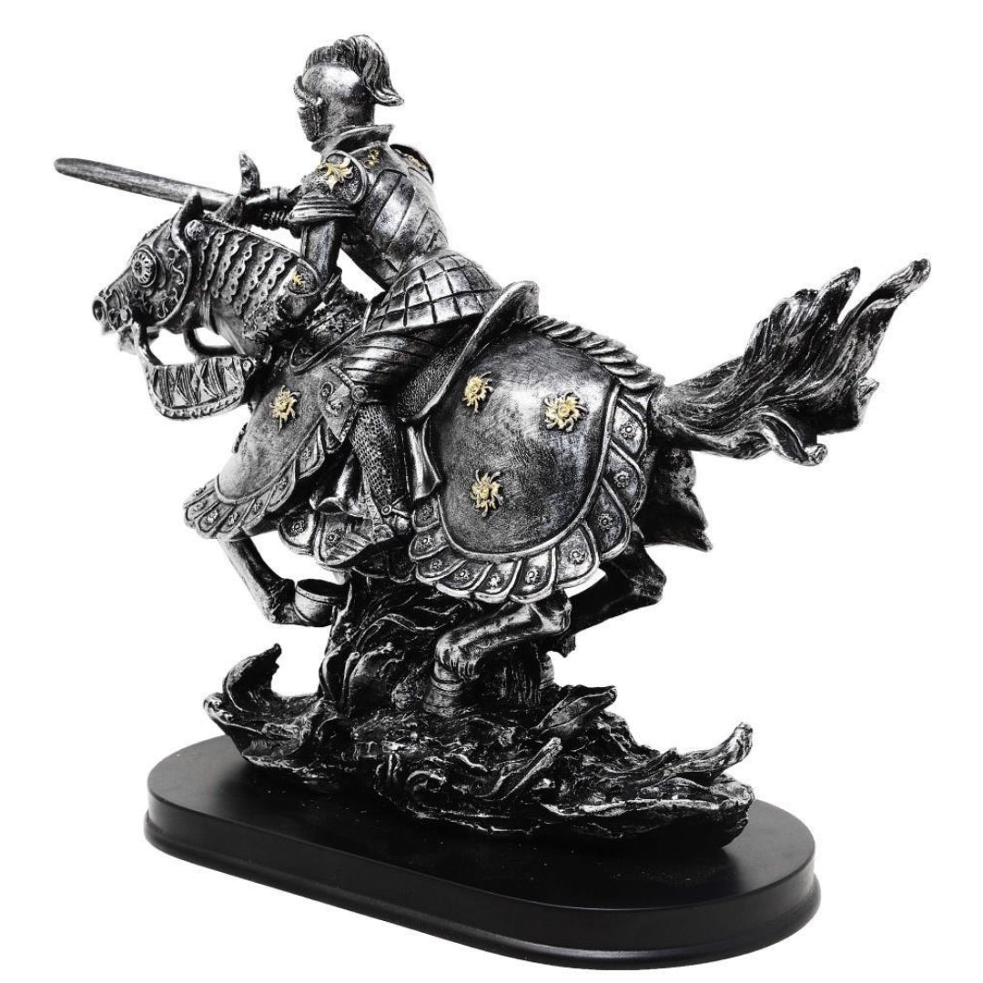 Figurka rytíř na koni 31cm – ručně malovaný polyresin – MC-23152