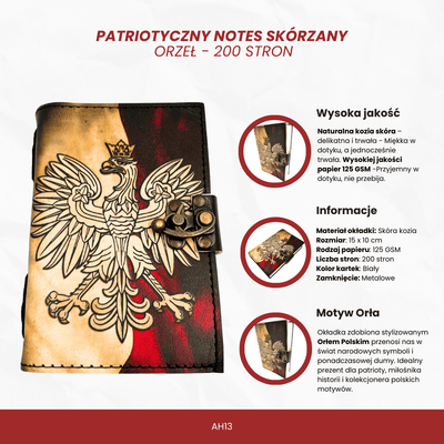 Kožený zápisník deník polský patriotický orel - 200 stran - AH13
