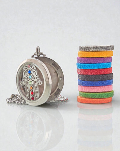 AromaHamsa Chakra – aromaterapeutický náhrdelník s medailonem Hamsa 30 mm