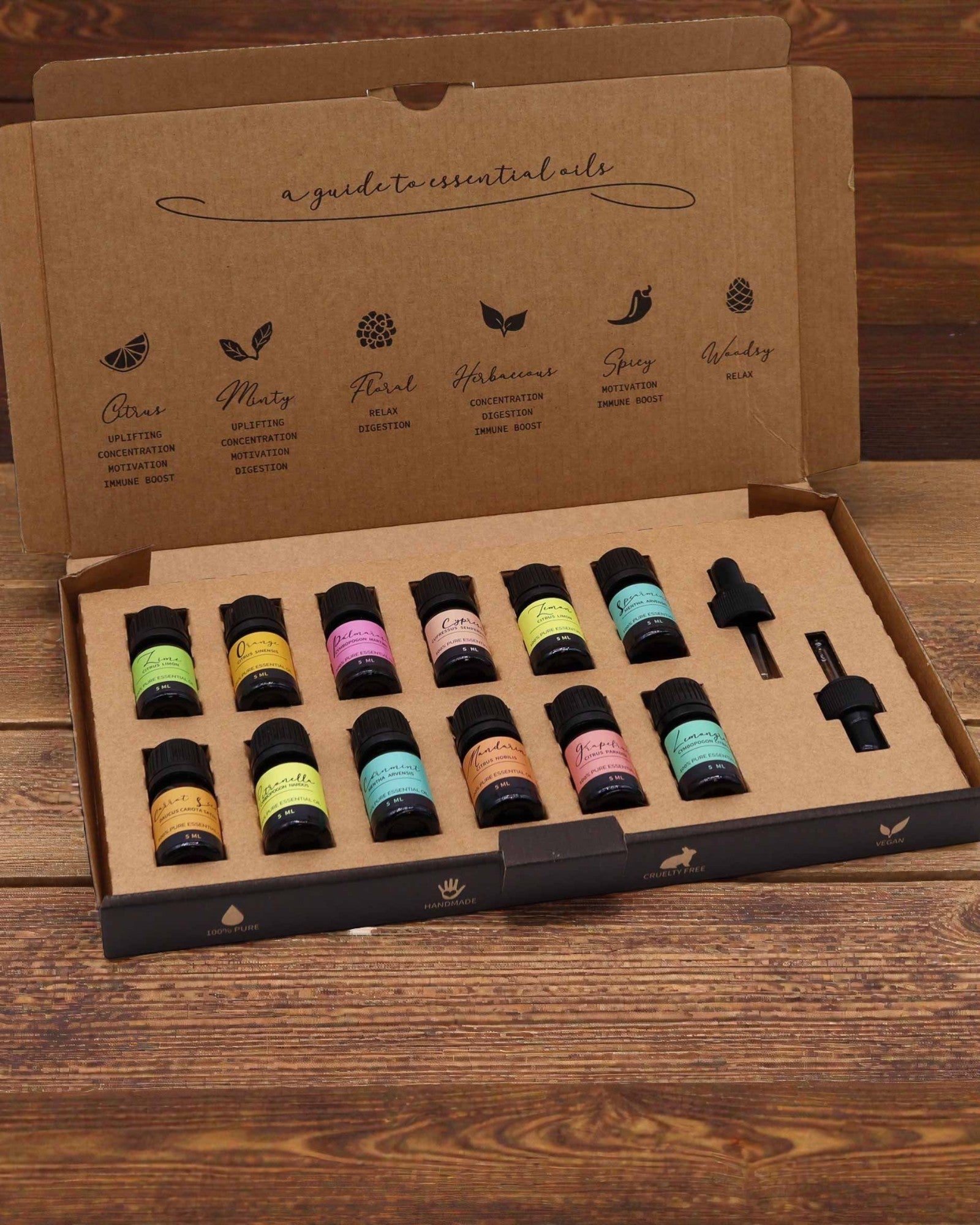 Letnia Energia Natury – Luksusowy Zestaw 12 Olejków Eterycznych 5 ml z Pipetami