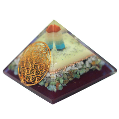 Velká orgonitová pyramida 70 mm se symbolem květu života