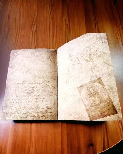 Vintage hnědý zápisník s ozdobným obalem ve stylu retro – Zápisník průzkumníka – Hnědý, Vintage