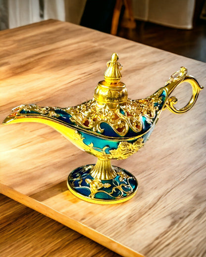 Malá Ručně Vyrobená Lampa Aladina - Kovové Umělecké Řemeslo pro Dekoraci Domova, gravírování