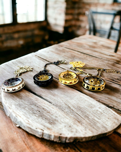 Stříbrné exkluzivní kapesní hodinky mechanické v retro stylu, vodotěsné - elegance pro každou příležitost, s gravírováním