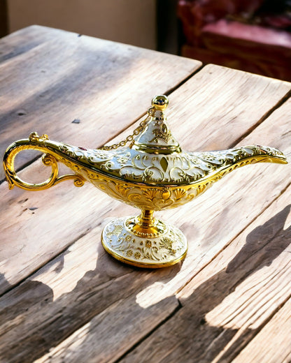 Magická lampa Aladina s možností gravírování - Bílá varianta, propletená se zlatou