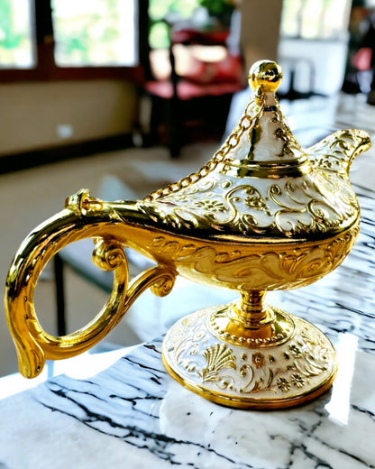 Magická lampa Aladina s možností gravírování - Bílá varianta, propletená se zlatou