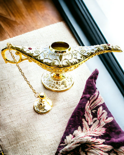 Magická lampa Aladina s možností gravírování - Bílá varianta, propletená se zlatou