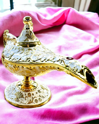 Magická lampa Aladina s možností gravírování - Bílá varianta, propletená se zlatou