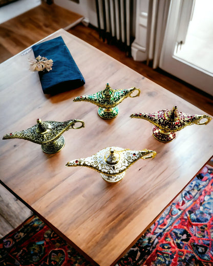 Magická lampa Aladina s možností gravírování - Bílá varianta, propletená se zlatou
