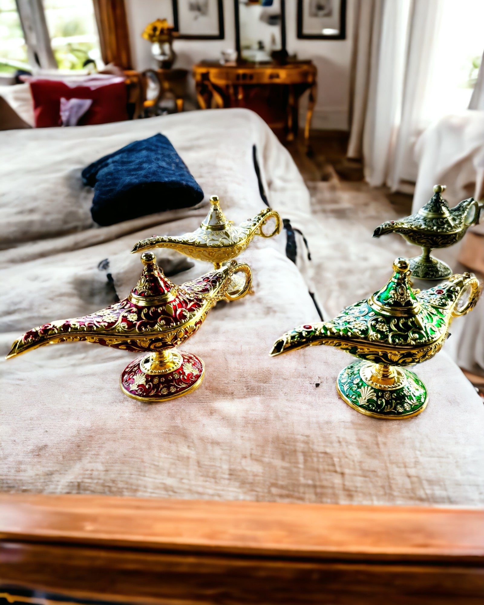 Magická lampa Aladina s možností gravírování - Bílá varianta, propletená se zlatou