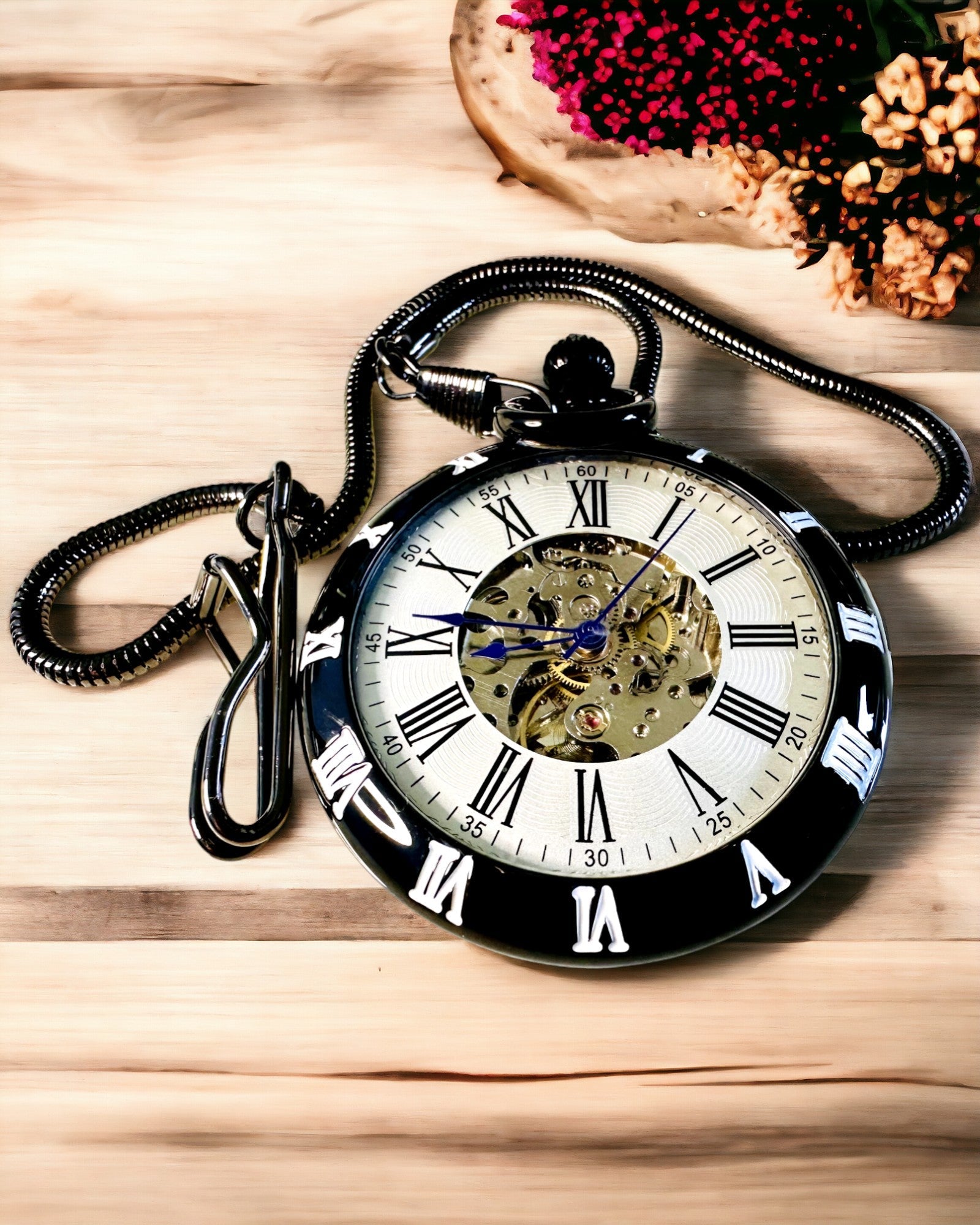 Mechanické kapesní hodinky s viditelným mechanismem – Možnost personalizace