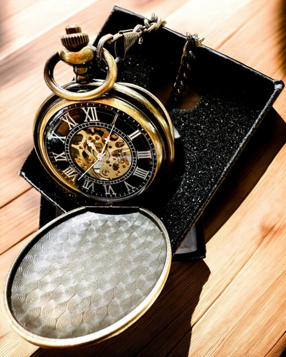 Kieszonkowy zegarek klasyczny "Vintage Elegance", kolor złoty, możliwość personalizacji grawerem