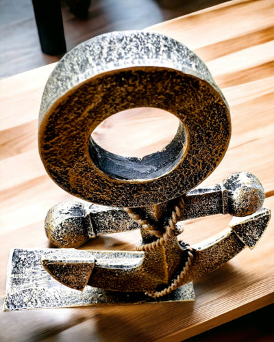 Rustikální Socha Kotvy z Pryskyřice - "Mořská Legenda", kotva personalizace gravírováním