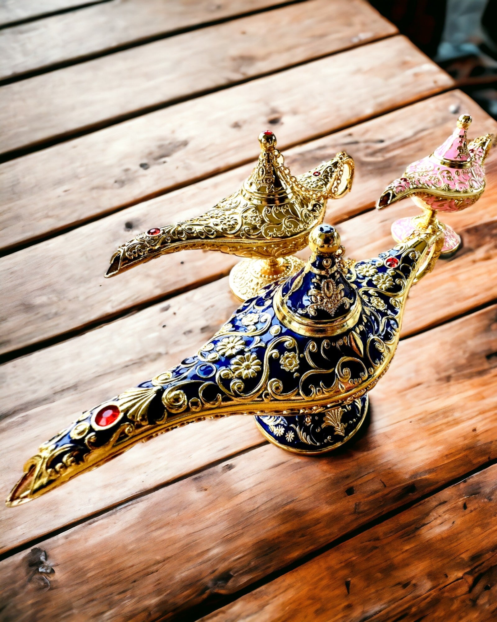 Magická lampa Aladina s možností gravírování - Varianta tmavě modrá, propletená se zlatou