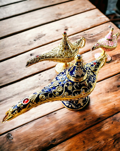 Magická lampa Aladina s možností gravírování - Varianta tmavě modrá, propletená se zlatou