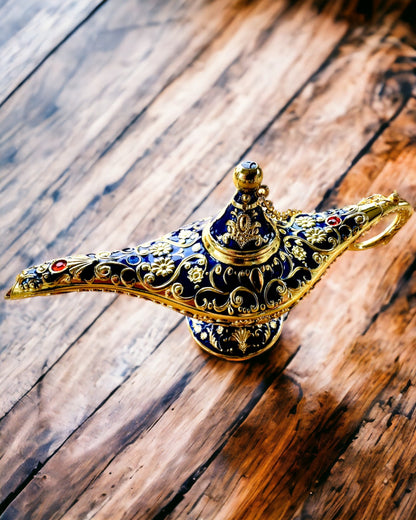 Magická lampa Aladina s možností gravírování - Varianta tmavě modrá, propletená se zlatou