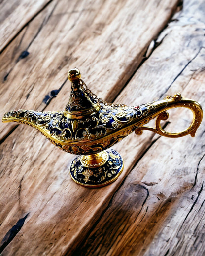 Magická lampa Aladina s možností gravírování - Varianta tmavě modrá, propletená se zlatou
