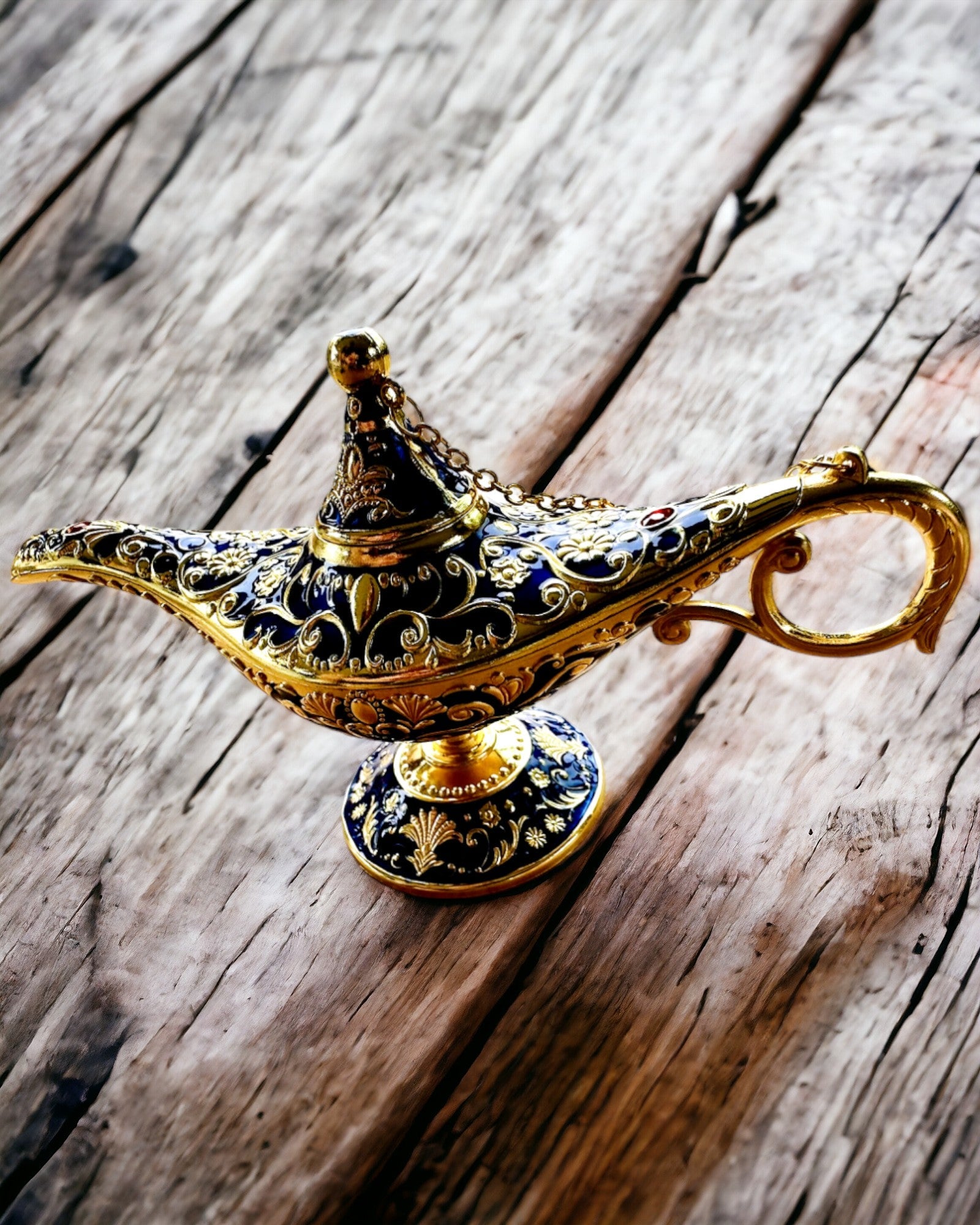 Magická lampa Aladina s možností gravírování - Varianta tmavě modrá, propletená se zlatou
