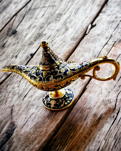 Magická lampa Aladina s možností gravírování - Varianta tmavě modrá, propletená se zlatou