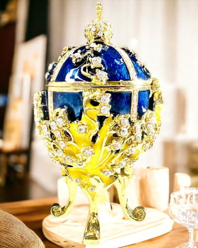 Šperkovnice 'Císařské vejce' Fabergé – Vintage styl, dekorativní nádoba na doplňky