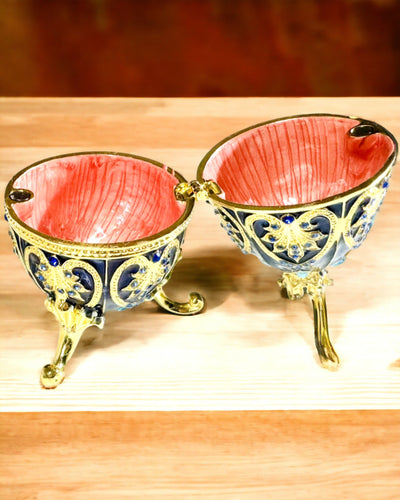 Exkluzivní Fabergého vejce - tmavě modrá barva – Dekorativní šperkovnice ze smaltu