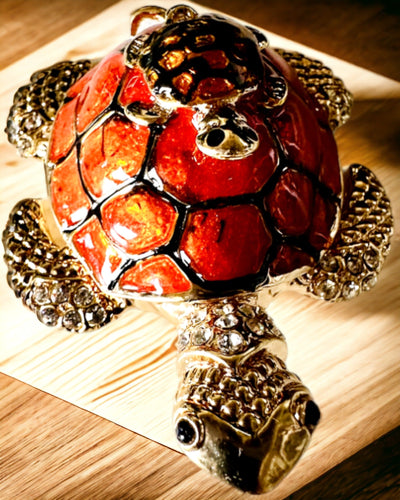 Skrinka "Želví rodinka" - barva oranžová, personalizace gravírováním