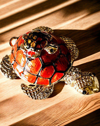 Skrinka "Želví rodinka" - barva oranžová, personalizace gravírováním