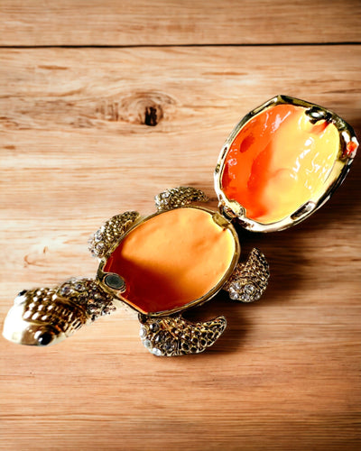 Skrinka "Želví rodinka" - barva oranžová, personalizace gravírováním