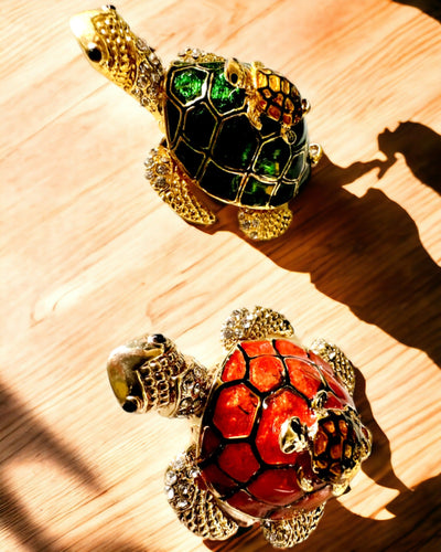 Skrinka "Želví rodinka" - barva oranžová, personalizace gravírováním