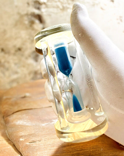 Přesýpací hodiny „Blue Elegance”, 10 cm vysoké, odměřují 10 minut času