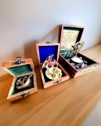 Velká Dřevěná Krabice na Kompas "Gilbert & Sons" s Možností Gravírování