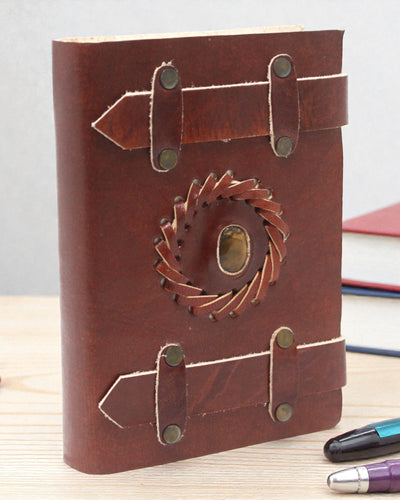 Solaris Eye – Skórzany Notatnik Tygrysie Oko z Podwójnymi Paskami