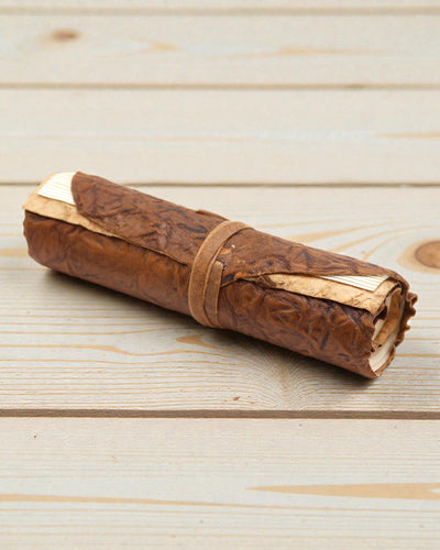 Zwijany Skórzany Notatnik Podróżniczy – Naturalny (21 x 15 cm)