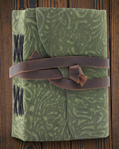 Green Maze Vintage – skórzany notatnik z postarzanymi kartkami 12,7 × 8,9 cm