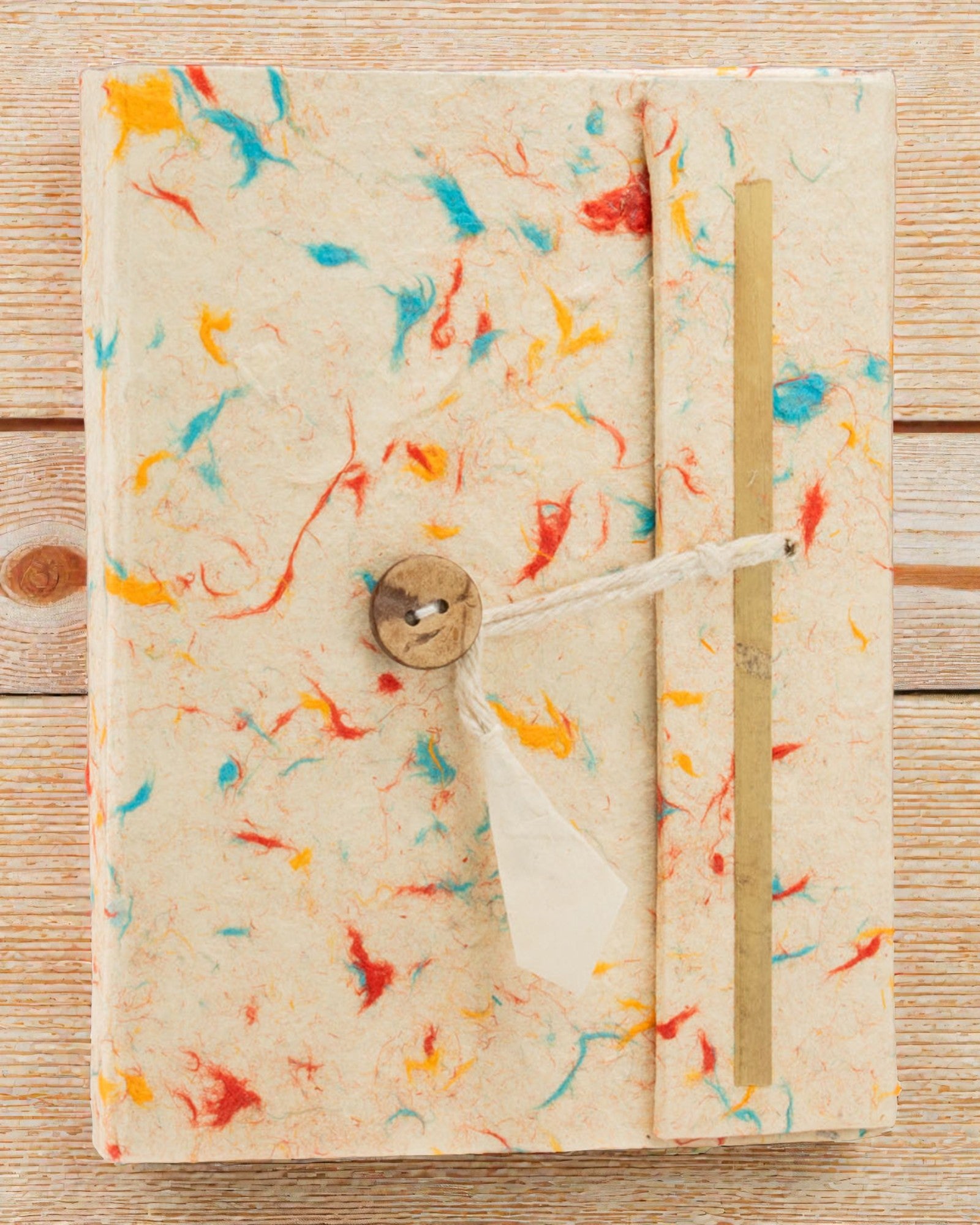 Lokta Barevný šepot bavlny – ručně vyráběný zápisník 15 × 12 cm, 45 listů, vícebarevná bavlna