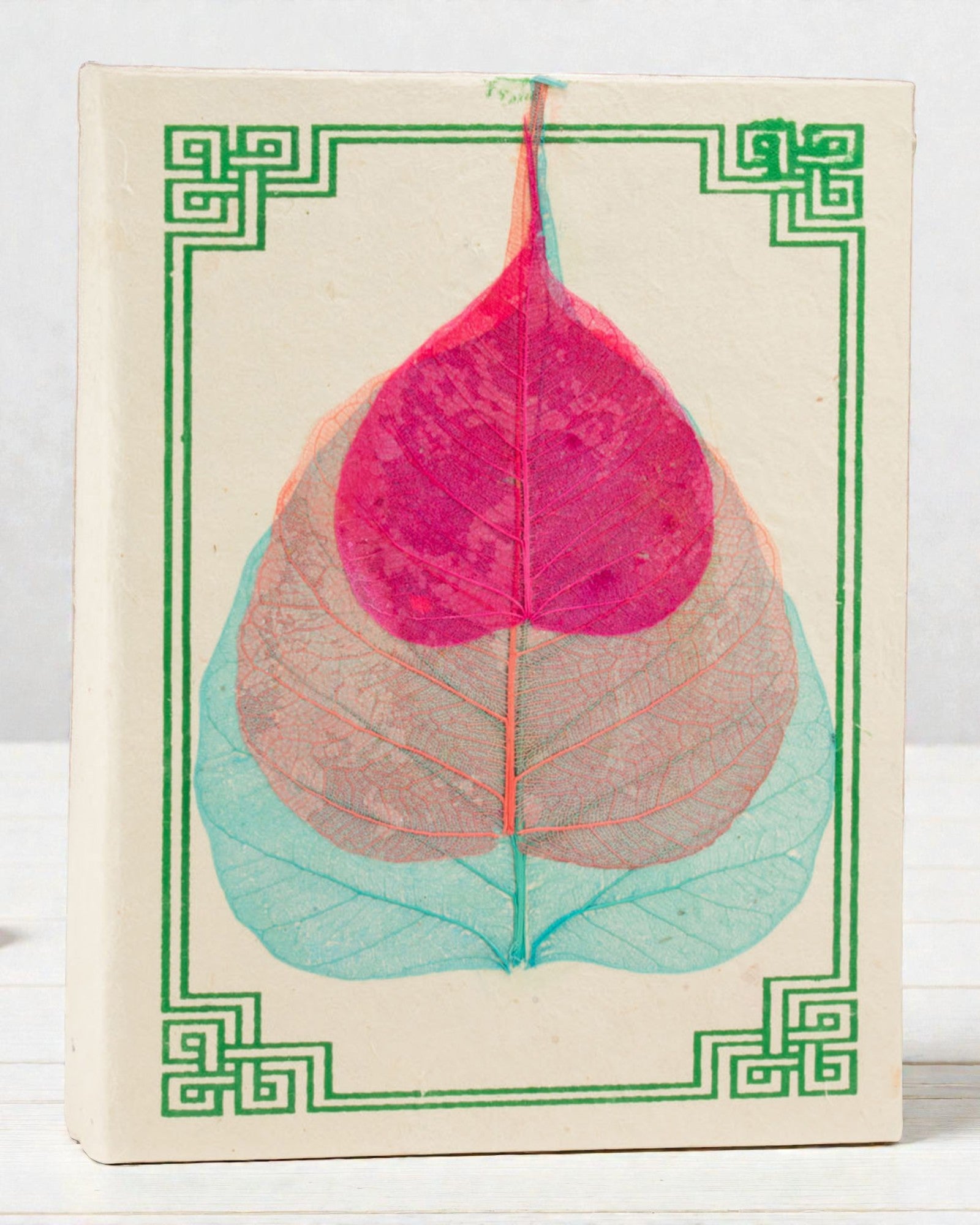 Střední zápisník Lokta – listy bodhi (15 x 12 cm) – 45 listů (směs vzorů)