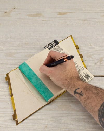 Střední zápisník Lokta Výrazné květy – hořčicový (45 listů, 15 x 12 cm)