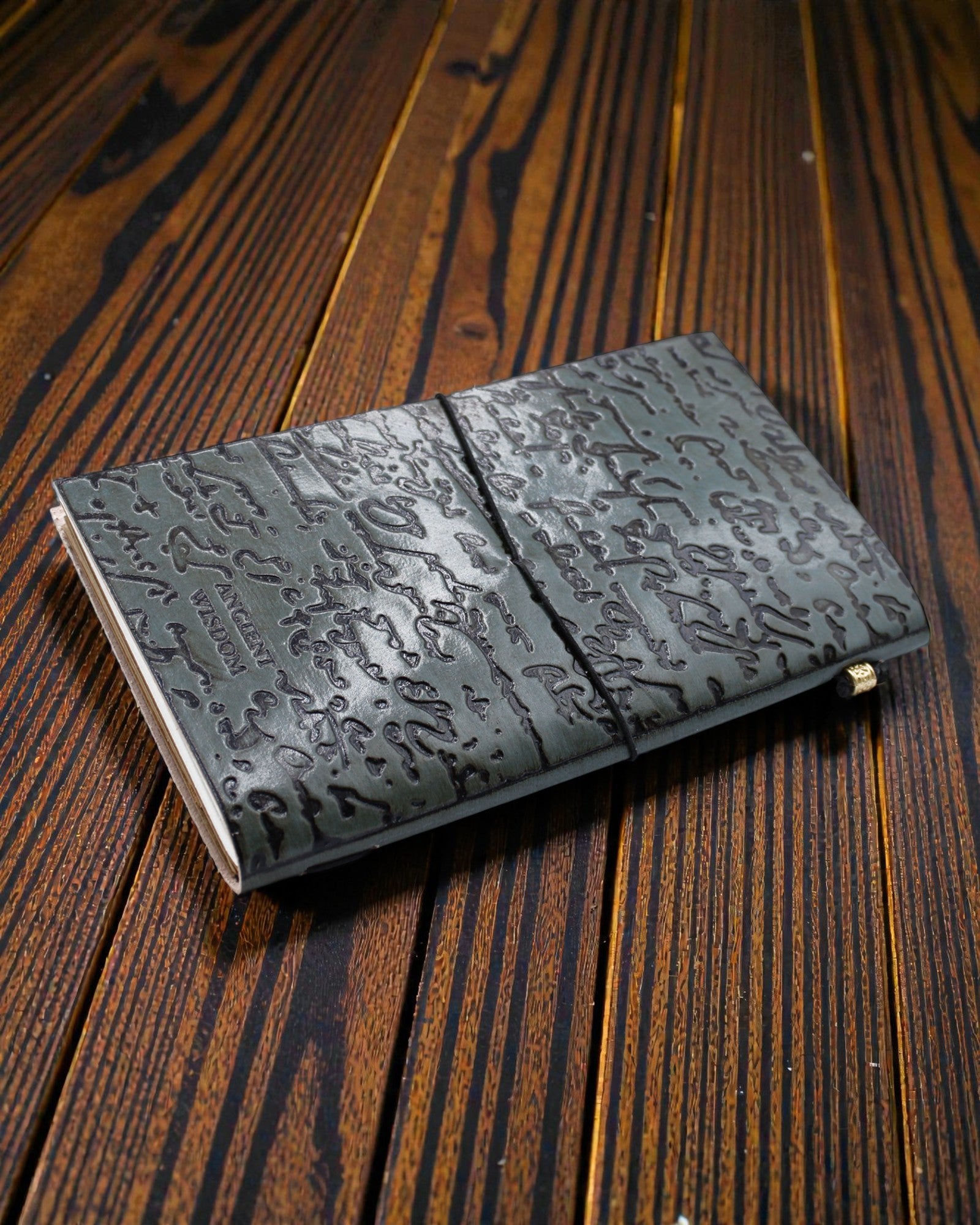 Důležité věci k udělání – šedý kožený ručně vyrobený zápisník 22 × 12 × 1,5 cm, 80 stran