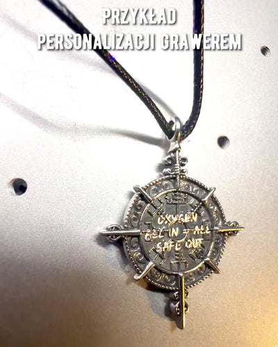 Amulet Wojownik Północy - Kompas Wikinga, możliwość personalizacji grawerem na prezent, 2 warianty do wyboru