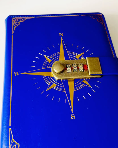 Prémiový zápisník s číselným zámkem A5 - Vintage styl s kompasem, japonský design, papírenské zboží pro studenty a podnikání. Personalizace gravírováním