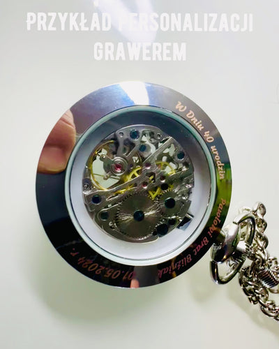 Stříbrné exkluzivní kapesní hodinky mechanické v retro stylu, vodotěsné - elegance pro každou příležitost, s gravírováním