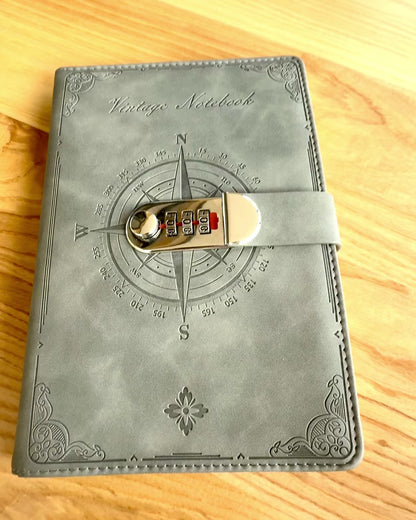 Tajný zápisník A5 Vintage se zámkem na kód - Vyberte si svůj styl, personalizace gravírováním jako dárek